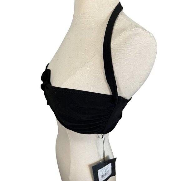 Norma Kamali Bra Women XL Black Tie Front Neck Strap Sexy Intimates Neutral Plus - Picture 4 of 10